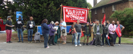 Yesterday's protest at the BCH offices at The Grange. In total thirty people passed through the demonstration to show solidarity with the Barham Park residents.